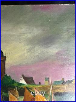 Ecole Art Déco Huile sur toile Derasse Port Saint Malo Tour Solidor 1955 Ecole Art Déco Huile sur toile Derasse Port Saint Malo Tour Solidor 1955