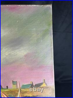 Ecole Art Déco Huile sur toile Derasse Port Saint Malo Tour Solidor 1955 Ecole Art Déco Huile sur toile Derasse Port Saint Malo Tour Solidor 1955