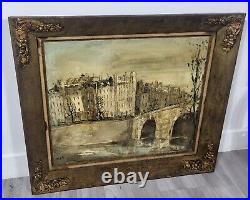 École Française Vue de Paris depuis la Seine Peinture huile sur toile
