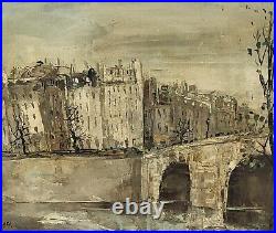 École Française Vue de Paris depuis la Seine Peinture huile sur toile