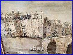 École Française Vue de Paris depuis la Seine Peinture huile sur toile