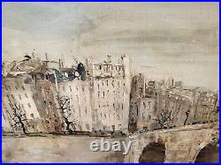 École Française Vue de Paris depuis la Seine Peinture huile sur toile