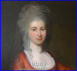Ecole Française XVIIIe portrait aristocrate et son chien huile sur toile