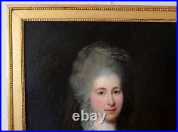 Ecole Française XVIIIe portrait aristocrate et son chien huile sur toile