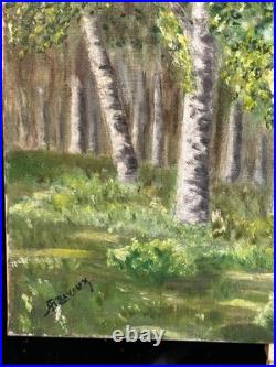 Ecole Française XXè AR Bavoux Huile sur toile Paysage bord de rivière