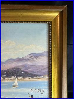 Ecole Française XXè Huile sur toile Paysage bord de mer Cap Martin Rob
