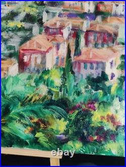 Ecole Française XXè Huile sur toile Saint Jean Cap Ferrat Plage et port