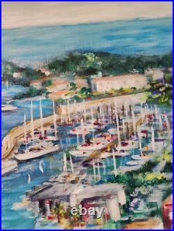 Ecole Française XXè Huile sur toile Saint Jean Cap Ferrat Plage et port