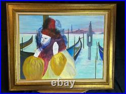 Ecole Italienne XXème Huile sur toile Pierrot au Carnaval de Venise Ecole Italienne XXème Huile sur toile Pierrot au Carnaval de Venise
