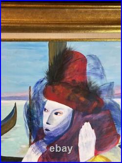 Ecole Italienne XXème Huile sur toile Pierrot au Carnaval de Venise Ecole Italienne XXème Huile sur toile Pierrot au Carnaval de Venise