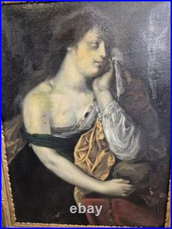 École XVIIIe, Marie-Madeleine, huile sur toile. H 75 x 57 cm