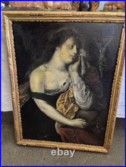 École XVIIIe, Marie-Madeleine, huile sur toile. H 75 x 57 cm
