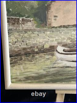 Ecole bretonne XXè Huile sur toile Paysage vieux port d'Etel Quiberon