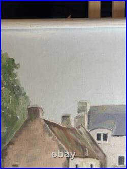 Ecole bretonne XXè Huile sur toile Paysage vieux port d'Etel Quiberon