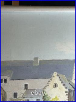 Ecole bretonne XXè Huile sur toile Paysage vieux port d'Etel Quiberon