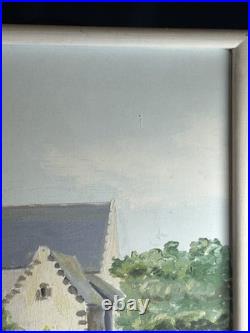 Ecole bretonne XXè Huile sur toile Paysage vieux port d'Etel Quiberon