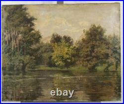 École française Paysage 60 x 73 cm huile sur toile ancienne école de Barbizon