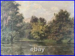 École française Paysage 60 x 73 cm huile sur toile ancienne école de Barbizon