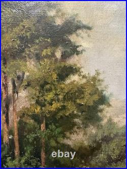École française Paysage 60 x 73 cm huile sur toile ancienne école de Barbizon