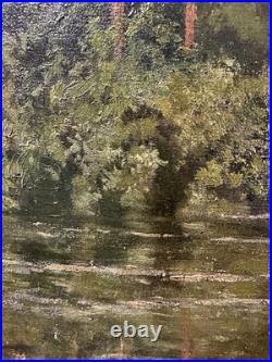 École française Paysage 60 x 73 cm huile sur toile ancienne école de Barbizon