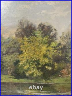 École française Paysage 60 x 73 cm huile sur toile ancienne école de Barbizon
