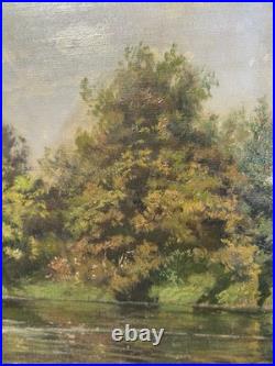École française Paysage 60 x 73 cm huile sur toile ancienne école de Barbizon