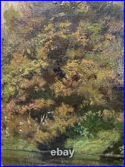 École française Paysage 60 x 73 cm huile sur toile ancienne école de Barbizon