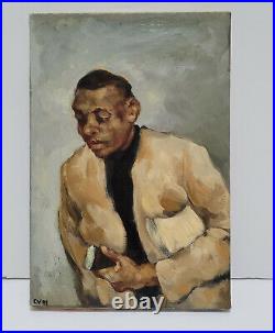 Ecole française du XXème Portrait de jeune homme noir Huile sur toile