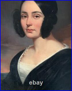 Ecole française vers 1840, Portrait de femme, empire, huile toile, tableau