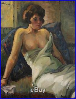Edmond Delsa, 1875, Jeune femme, Liège 1926, Nu, Grand format, Cote 1.400 euros