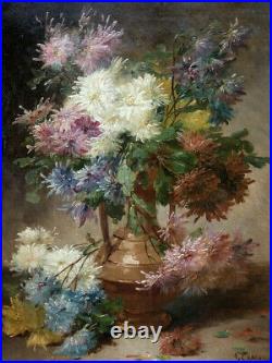 Edmond Van Coppenolle 1846-1914. Grande & Lumineuse Toile Au Bouquet De Fleurs
