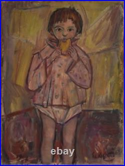 Edouard Righetti (1924-2001) huile sur toile Pascale à la brioche Edouard Righetti (1924-2001) huile sur toile Pascale à la brioche
