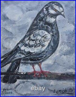 Edouard Righetti (1924-2001) huile sur toile pigeon