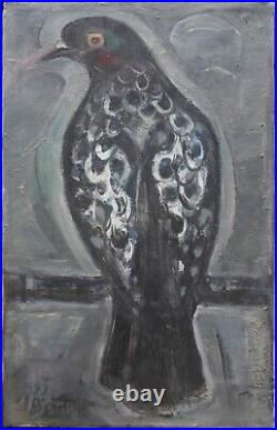 Edouard Righetti (1924-2001) huile sur toile pigeon gris