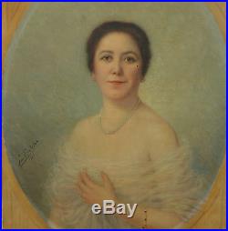 Emile Bulcke Portrait de femme Huile sur toile début XXème siècle Ecole belge