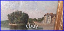 Emile Morel -1918, huile sur toile, Ecole Française Du XXème, paysage de rivière