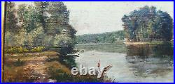 Emile Morel -1918, huile sur toile, Ecole Française Du XXème, paysage de rivière