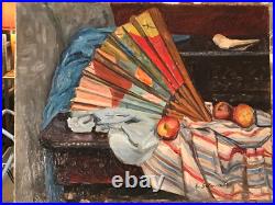 Emile Sabouraud 1900-1996 huile sur toile signée non encadrée 74X57cm L'Éventail