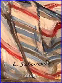 Emile Sabouraud 1900-1996 huile sur toile signée non encadrée 74X57cm L'Éventail