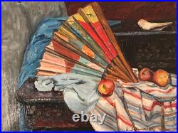 Emile Sabouraud 1900-1996 huile sur toile signée non encadrée 74X57cm L'Éventail