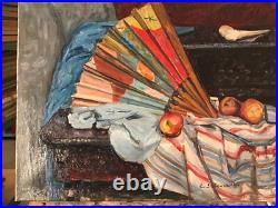 Emile Sabouraud 1900-1996 huile sur toile signée non encadrée 74X57cm L'Éventail