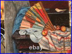 Emile Sabouraud 1900-1996 huile sur toile signée non encadrée 74X57cm L'Éventail