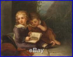 Enfants lisant HST attri, à Christian Leberecht Vogel (1759-1816) Dresde Germany
