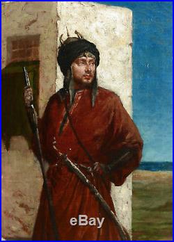Entourage Jean-Léon Gérôme tableau orientaliste soldat turc ottoman perse huile