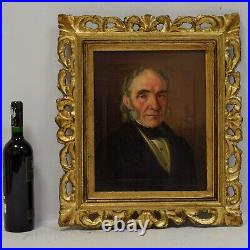 Environ 1850 Peinture ancienne à l'huile sur toile Portrait d'un homme 52x45 cm