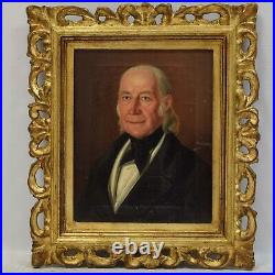 Environ 1850 Peinture ancienne à l'huile sur toile portrait d'homme 53x45 cm