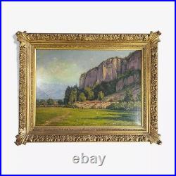 Ernest Victor Hareux (1847-1909) Tableau Huile sur toile Paysage de montagne