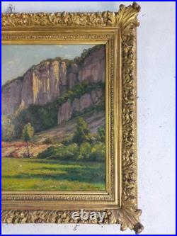 Ernest Victor Hareux (1847-1909) Tableau Huile sur toile Paysage de montagne