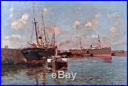 Eudes de Retz Port de Dunkerque 1890 huile sur toile