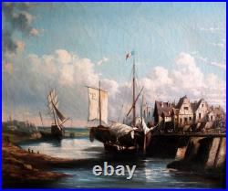 Eugène Lepoittevin (1806-1870) Port de Normandie Huile sur toile